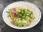 Colorful zhajiang mian, noodles with vegetables on top, from Beijing.